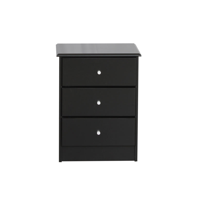 Black Pearl 3 Drawer Bedside
