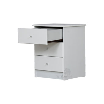 Pearl Bay White 3 Drawer Bedside