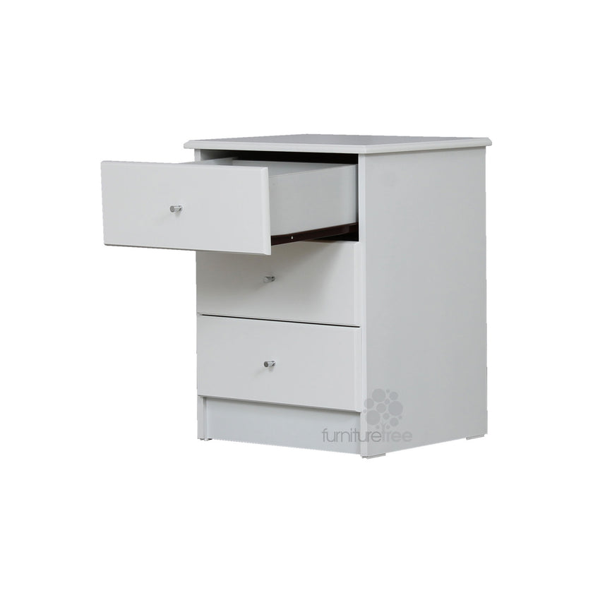 Pearl Bay White 3 Drawer Bedside