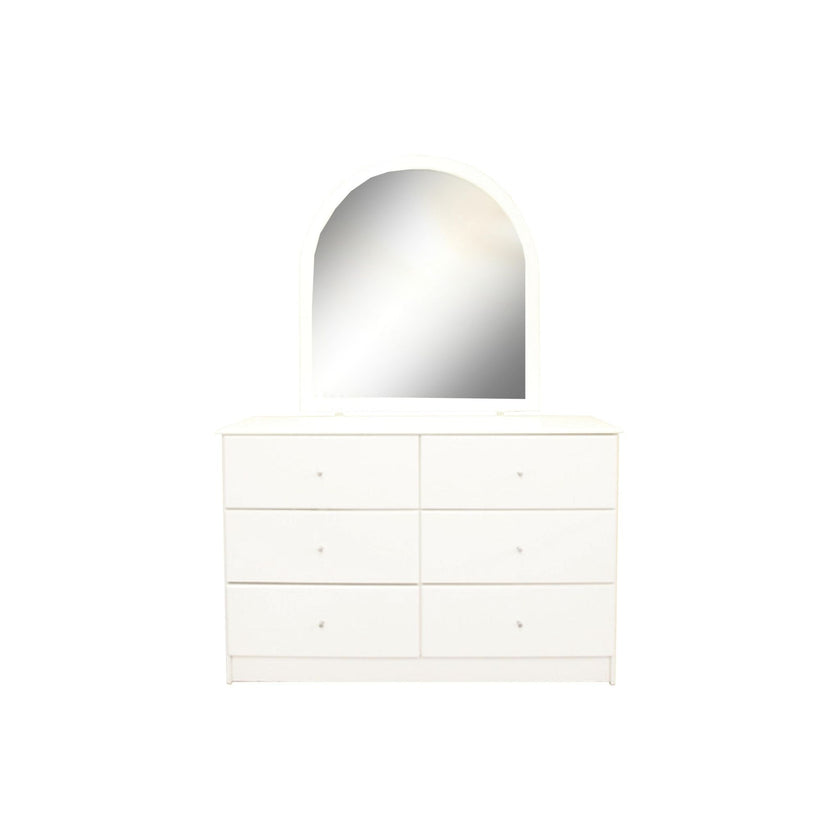 Pearl Bay White 6 Dresser and Mirror