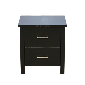 Black Alice 2 Drawer Bedside