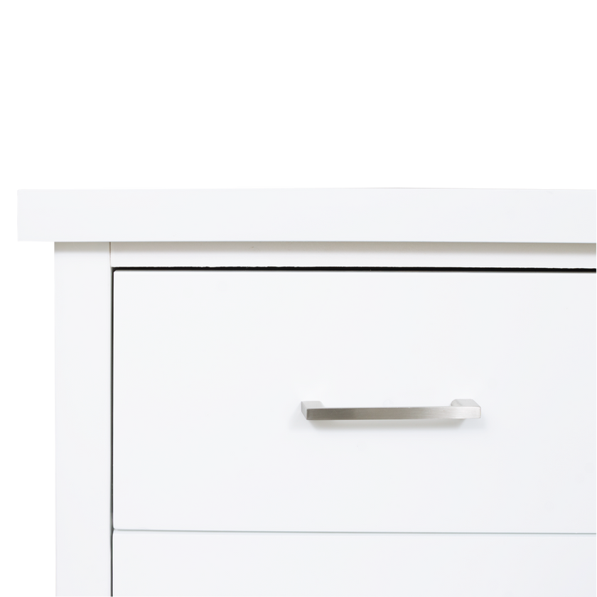 New Maestro 3 Drawer Bedside White (Long Handle)