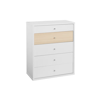 Cosmo 5 Drawer Chest - White / Beech