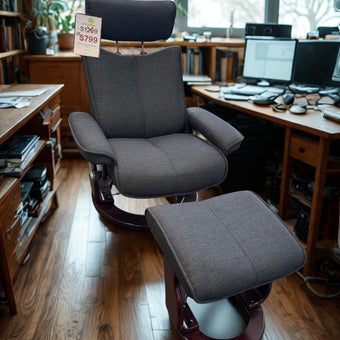 Restivo Chair & Footstool- Fabric (Ebony)