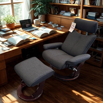 Restivo Chair & Footstool- Fabric (Ebony)