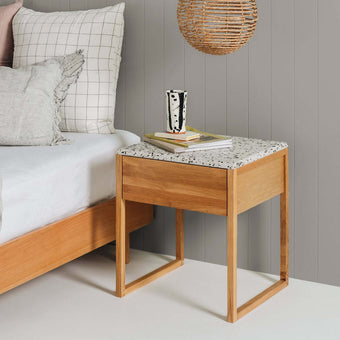 Avalon Natural Oak Side Table (Marble Top)