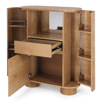 Akita Natural Oak Bar Cabinet (Oak Top)