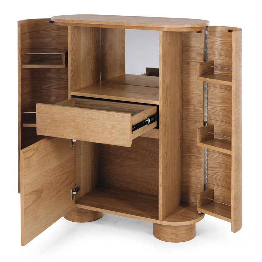 Akita Natural Oak Bar Cabinet (Oak Top)
