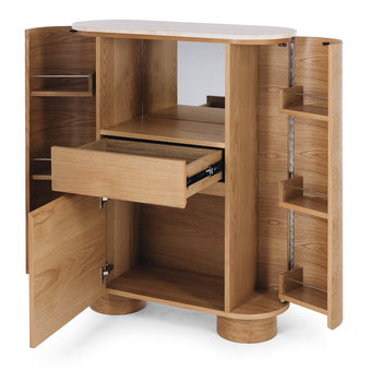 Akita Natural Oak Bar Cabinet (Turkish Rose Top)