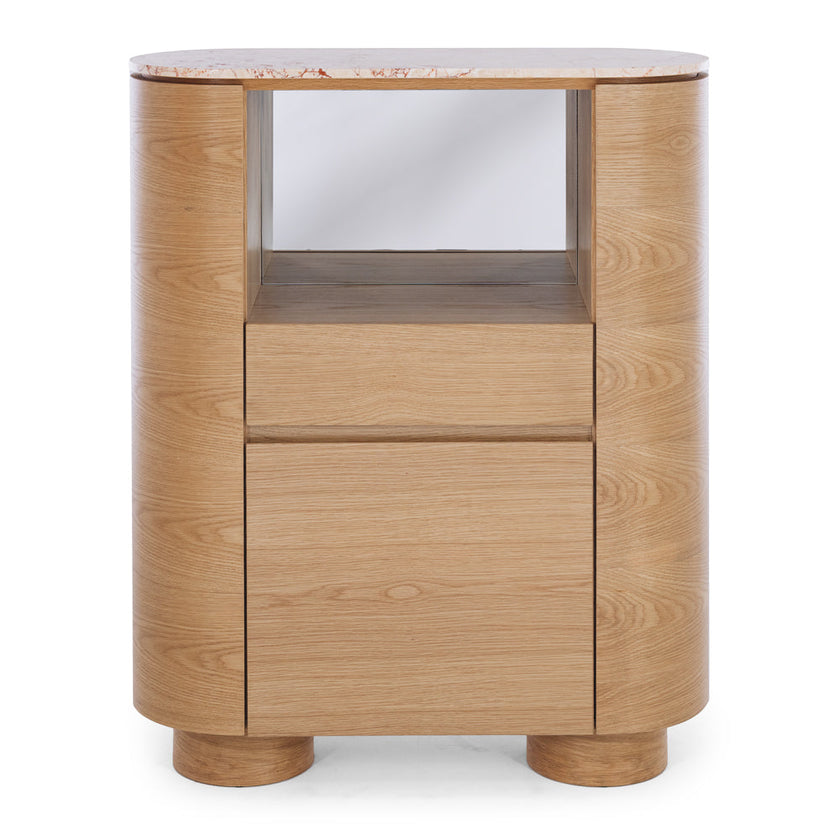 Akita Natural Oak Bar Cabinet (Turkish Rose Top)