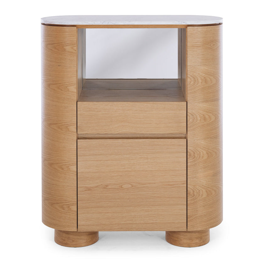 Akita Natural Oak Bar Cabinet (Marble Top)