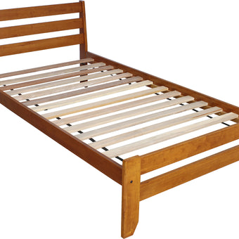 Sammie Single Oak Stain Slat Bed