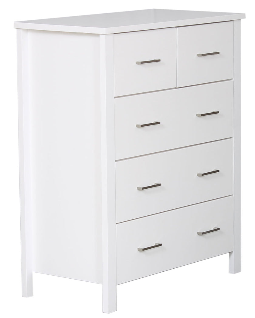 Alice 5 Drawer Tallboy- White