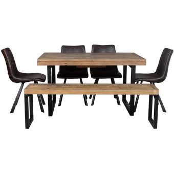 Woodsmith-6-pce-Bench-4-Brown-Rustic-Chair