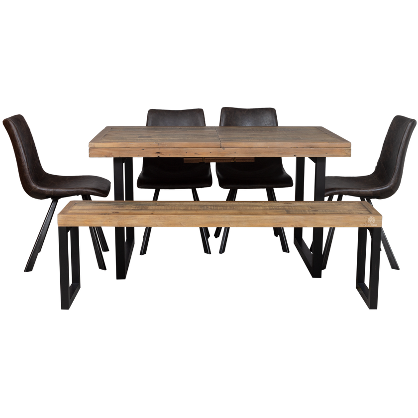 Woodsmith-6-pce-Bench-4-Brown-Rustic-Chair