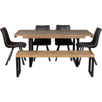 Woodsmith-6-pce-Bench-4-Brown-Rustic-Chair