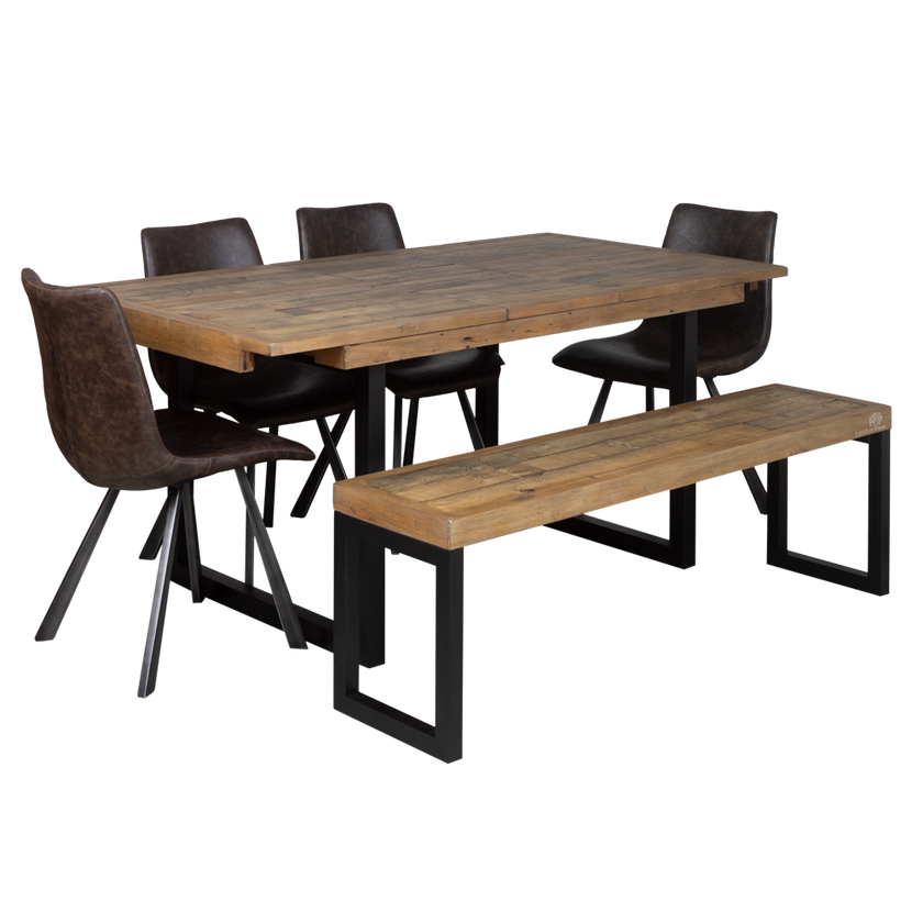 Woodsmith-6-pce-Bench-4-Brown-Rustic-Chair