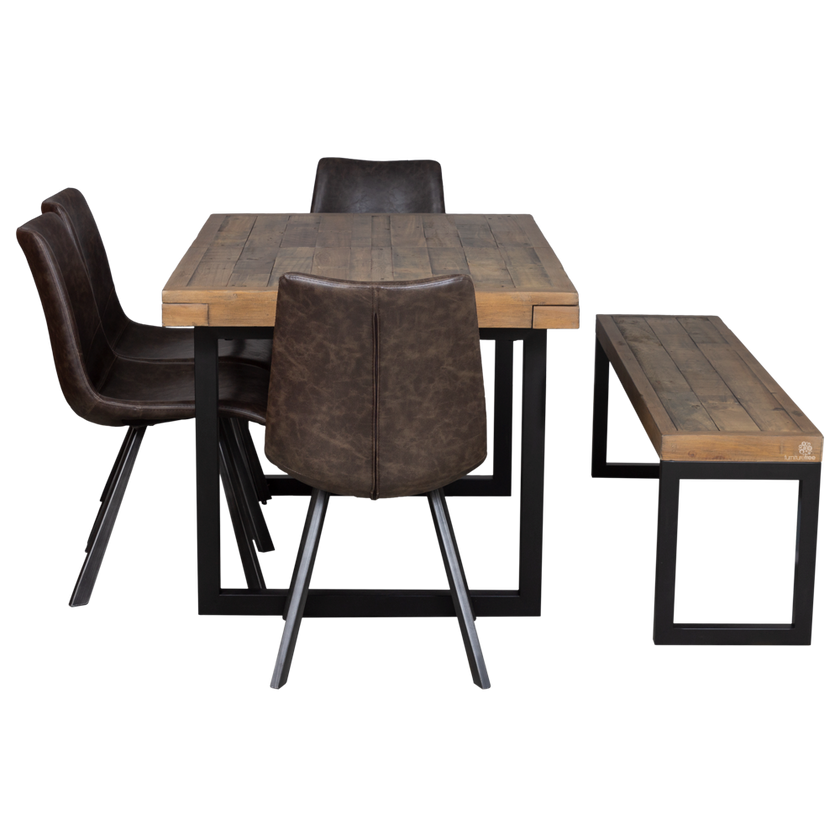 Woodsmith-6-pce-Bench-4-Brown-Rustic-Chair