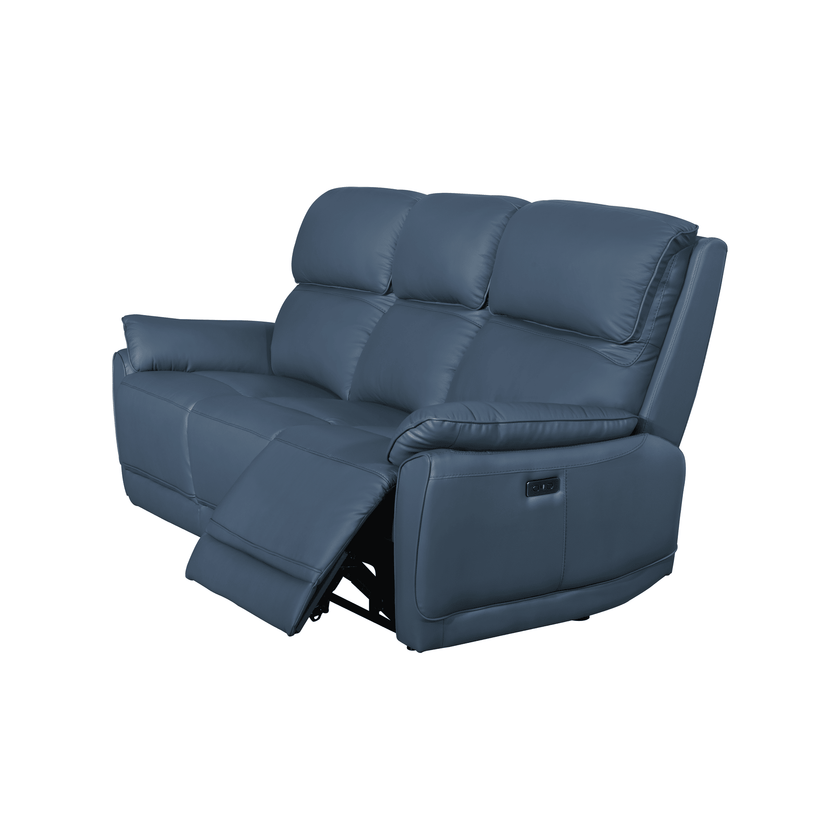 York Electric Leather Recliner 3+1+1 - Navy