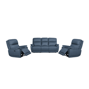 York Electric Leather Recliner 3+1+1 - Navy