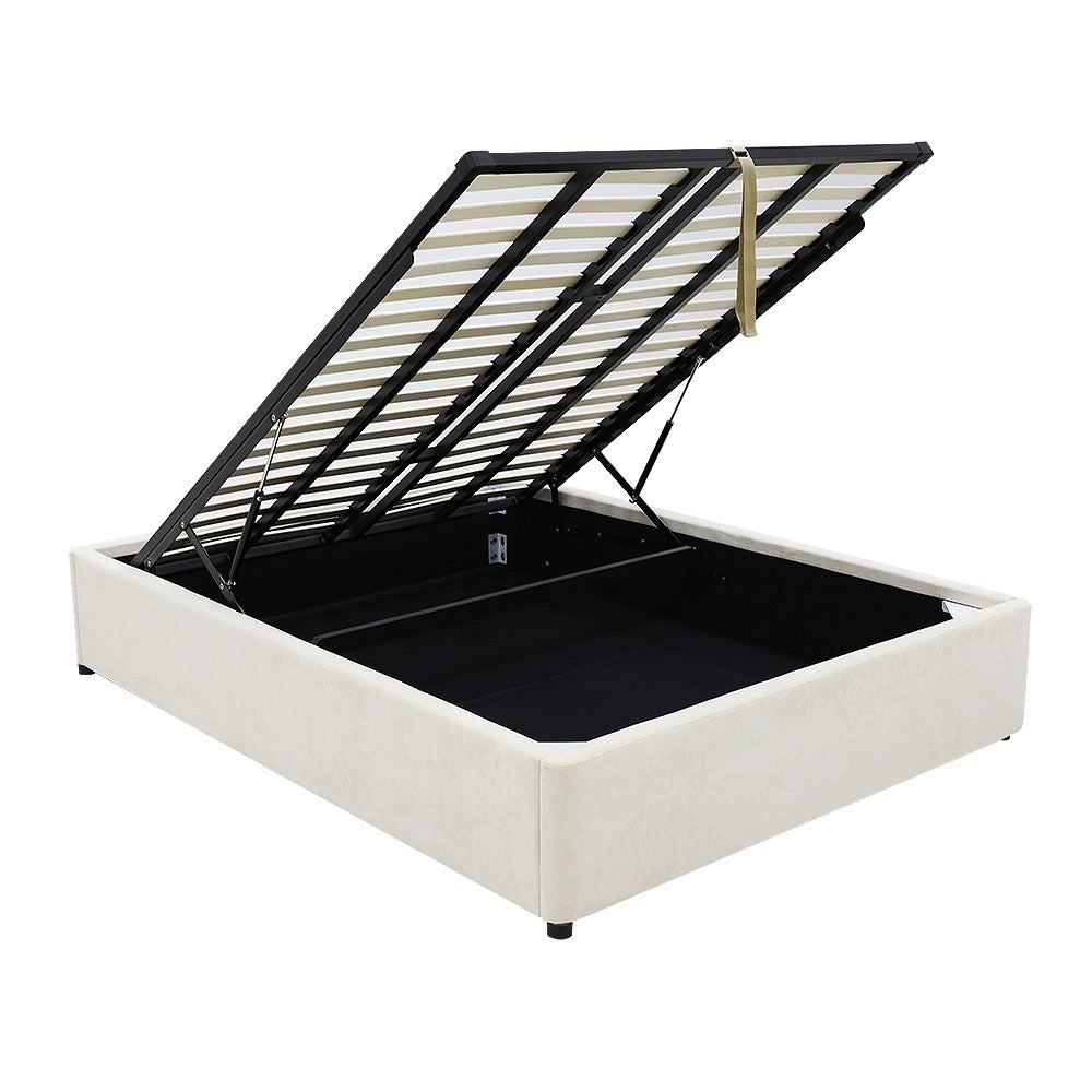 Denver Gas Lift Storage Bed Base (Beige) - Super King (W183 x H35 x D208 CM)