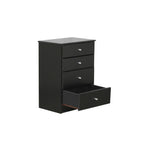 Black Pearl 4 Drawer Tallboy (595W x 400D 825H mm)
