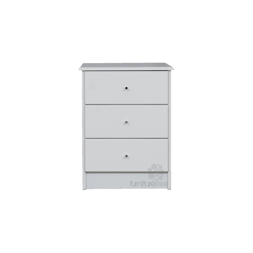 Pearl Bay White 3 Drawer Bedside
