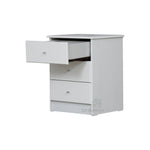 Pearl Bay White 3 Drawer Bedside (455W x 400D 590H mm)