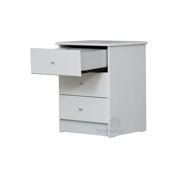 Pearl Bay White 3 Drawer Bedside (455W x 400D 590H mm)