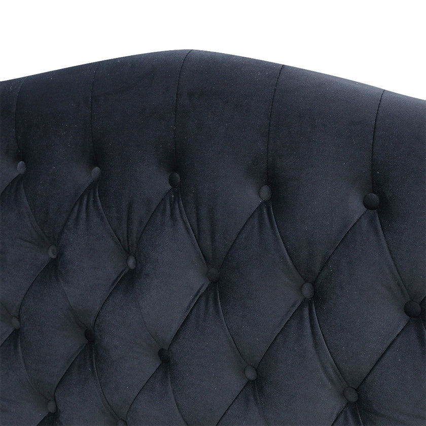 Milton Upholstered Buttoned Headboard (Black) - Double (W1370 H1400 D130mm)