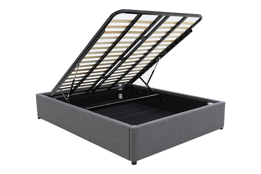Denver Gas Lift Storage Bed Base (Grey) - Double (W137 x H35 x 208 CM)