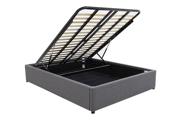 Denver Gas Lift Storage Bed Base (Grey) - Double (W138 x H35 x 188 CM)