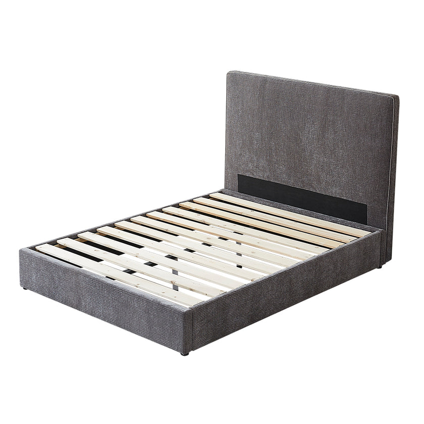 Picton Bed Base with Headboard (Grey) - Queen (W154 x H120 x D213 CM)