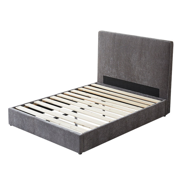 Picton Bed Base with Headboard (Grey) - King (W168 x H120 x D213 CM)