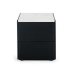 Cube Black Oak Side Table 2drw (Marble Top) W45 D45 H50CM