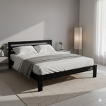 Black Alice Double Bed (L2020 W1550 H800/360mm head/footer, Inner L1950, W1440mm)