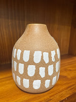 8600351 Ceramic Candle Holder Tan-Wht H15