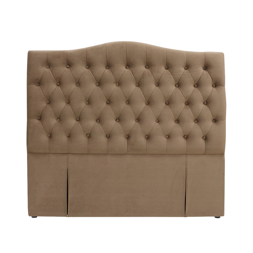 Milton Upholstered Buttoned Headboard (Brown) - Queen (W1540 H1400 D130mm)