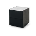 Cube Black Oak Side Table 2drw (Marble Top) W45 D45 H50CM