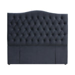 Milton Upholstered Buttoned Headboard (Black) - Double (W1370 H1400 D130mm)