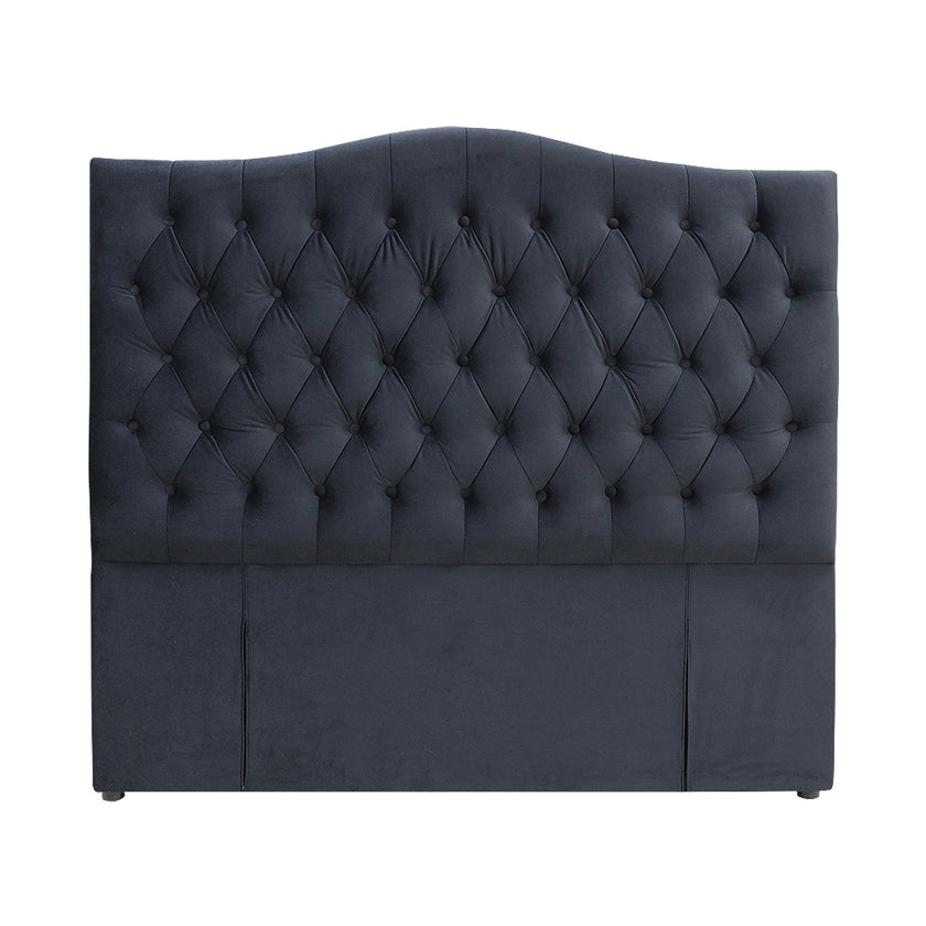 Milton Upholstered Buttoned Headboard (Black) - Double (W1370 H1400 D130mm)
