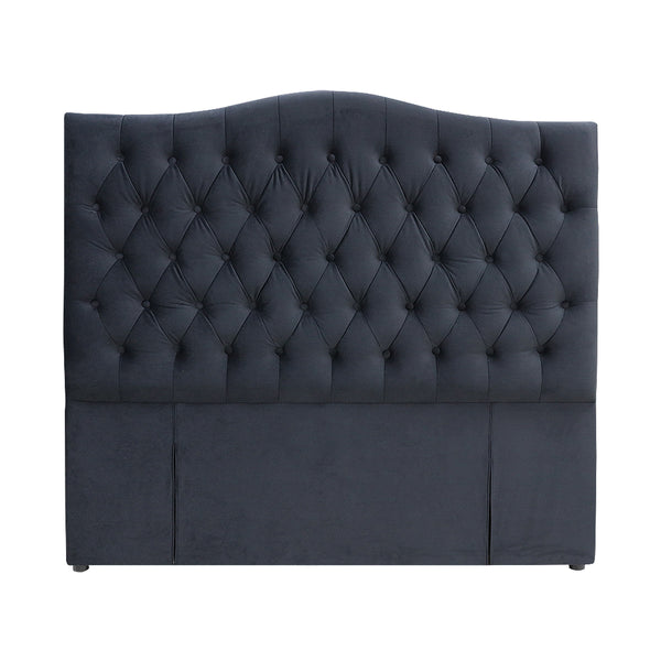 Milton Upholstered Buttoned Headboard (Black) - Queen (W1540 H1400 D130mm)