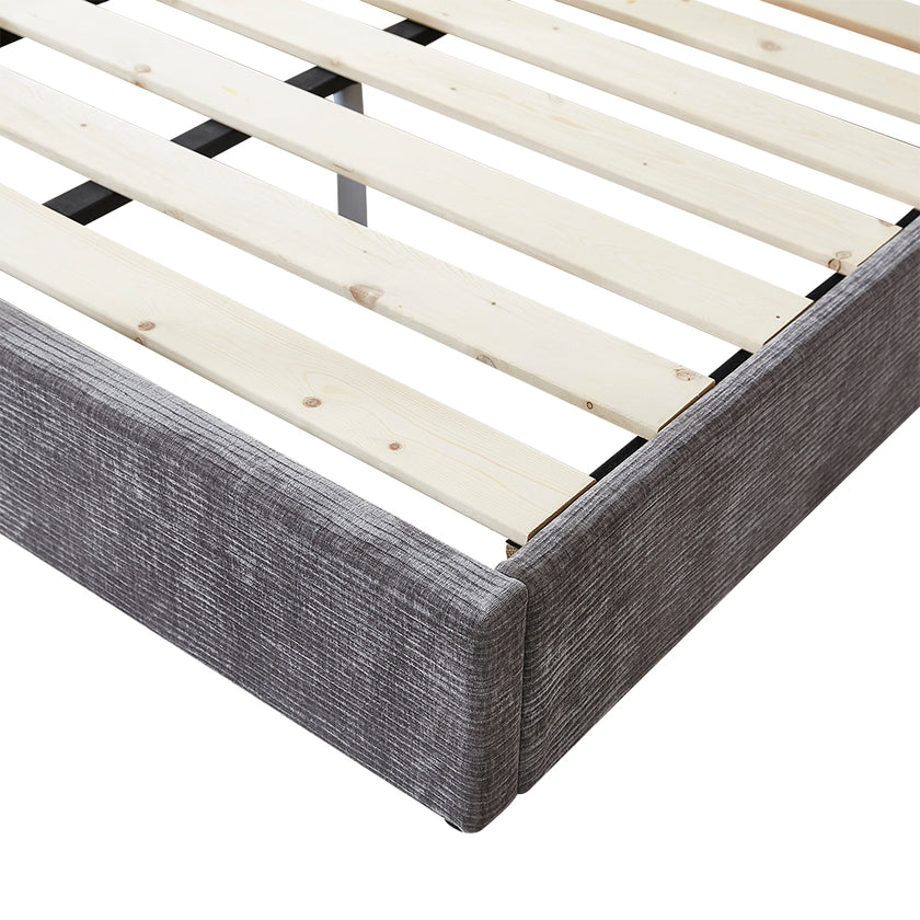 Picton Bed Base with Headboard (Grey) - Queen (W154 x H120 x D213 CM)