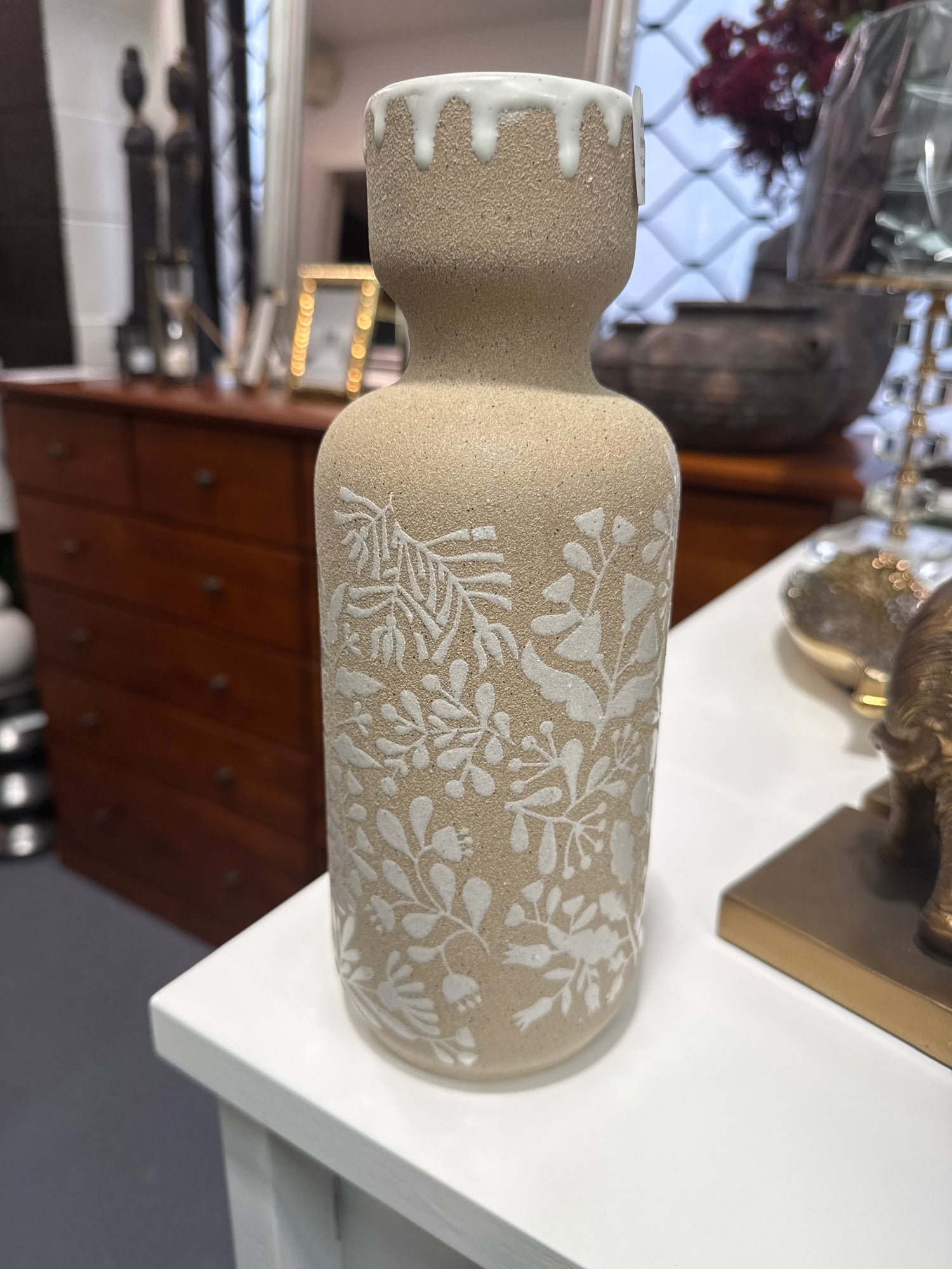 Ceramic Flower Print Candleholder