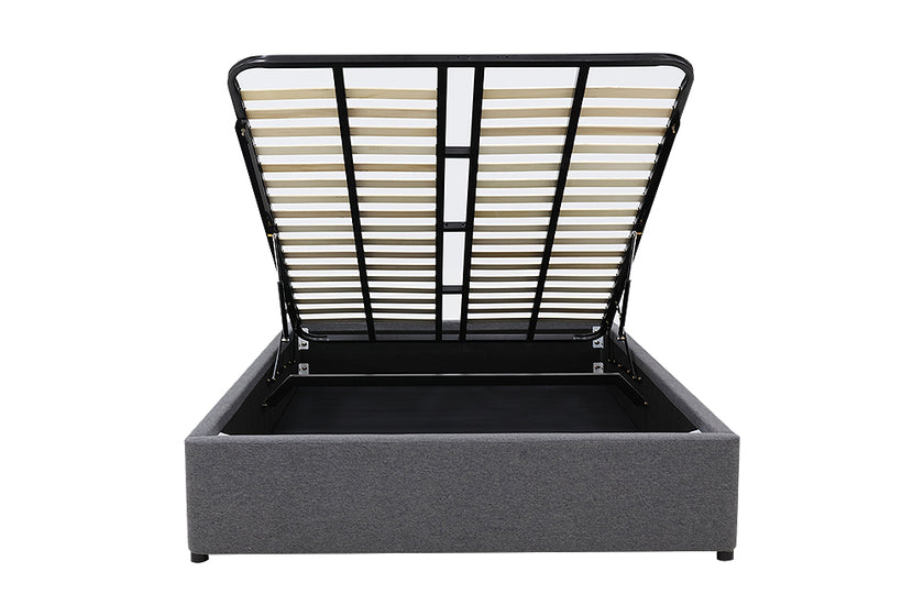 Denver Gas Lift Storage Bed Base (Grey) - Double (W137 x H35 x 208 CM)