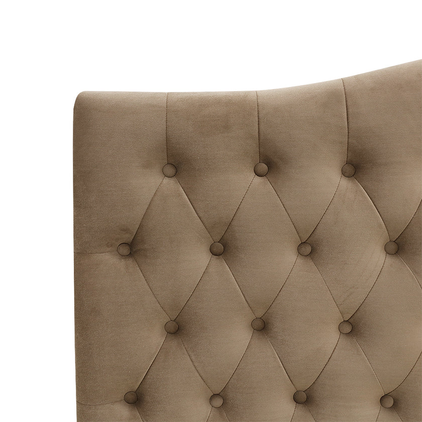 Milton Upholstered Buttoned Headboard (Brown) - Queen (W1540 H1400 D130mm)