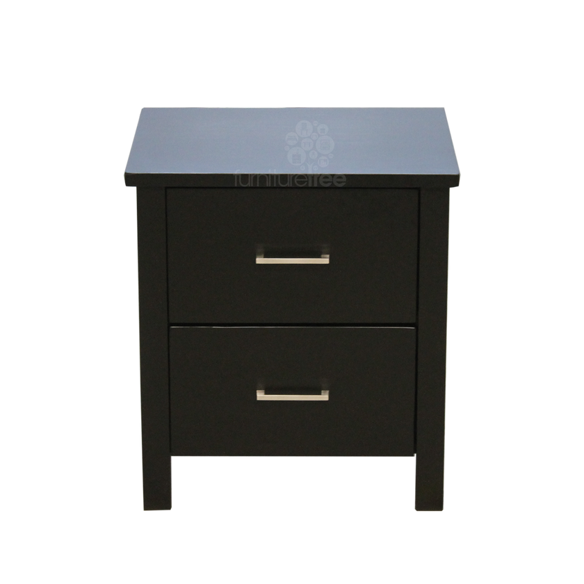 Black Alice 2 Drawer Bedside