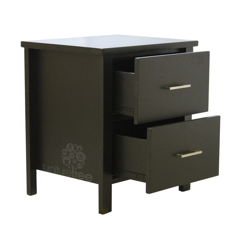 Black Alice 2 Drawer Bedside