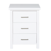 New Maestro 3 Drawer Bedside White (Long Handle)