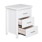 New Maestro 3 Drawer Bedside White (Long Handle)